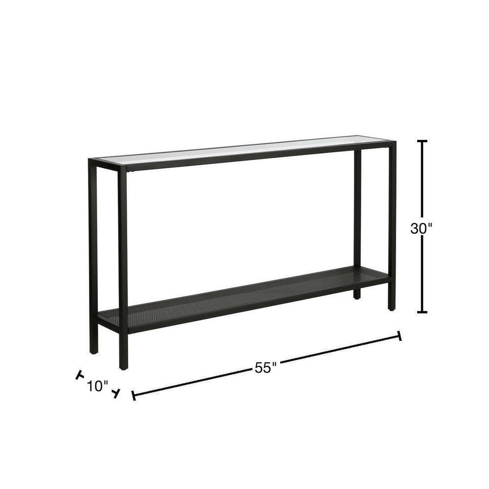 Evelyn&Zoe Rigan 55" Wide Rectangular Console Table, Blackened Bronze