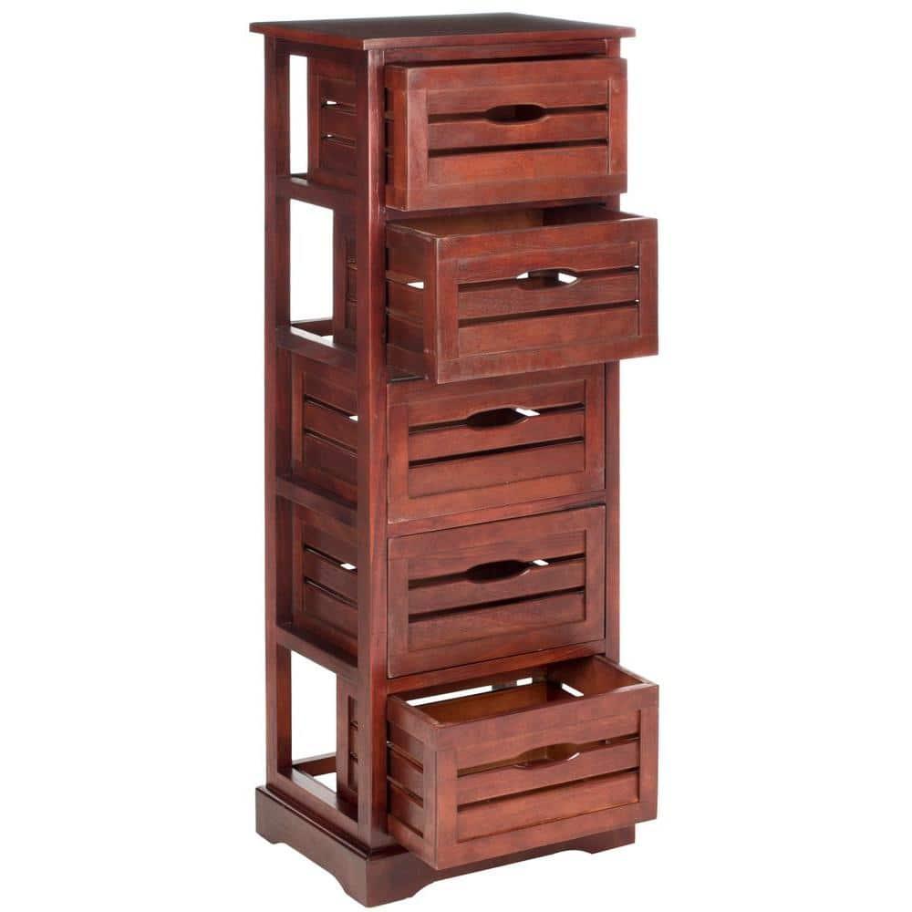 Samara 5 Drawer Cabinet - AMH5714 - Dark Cherry - Safavieh Couture