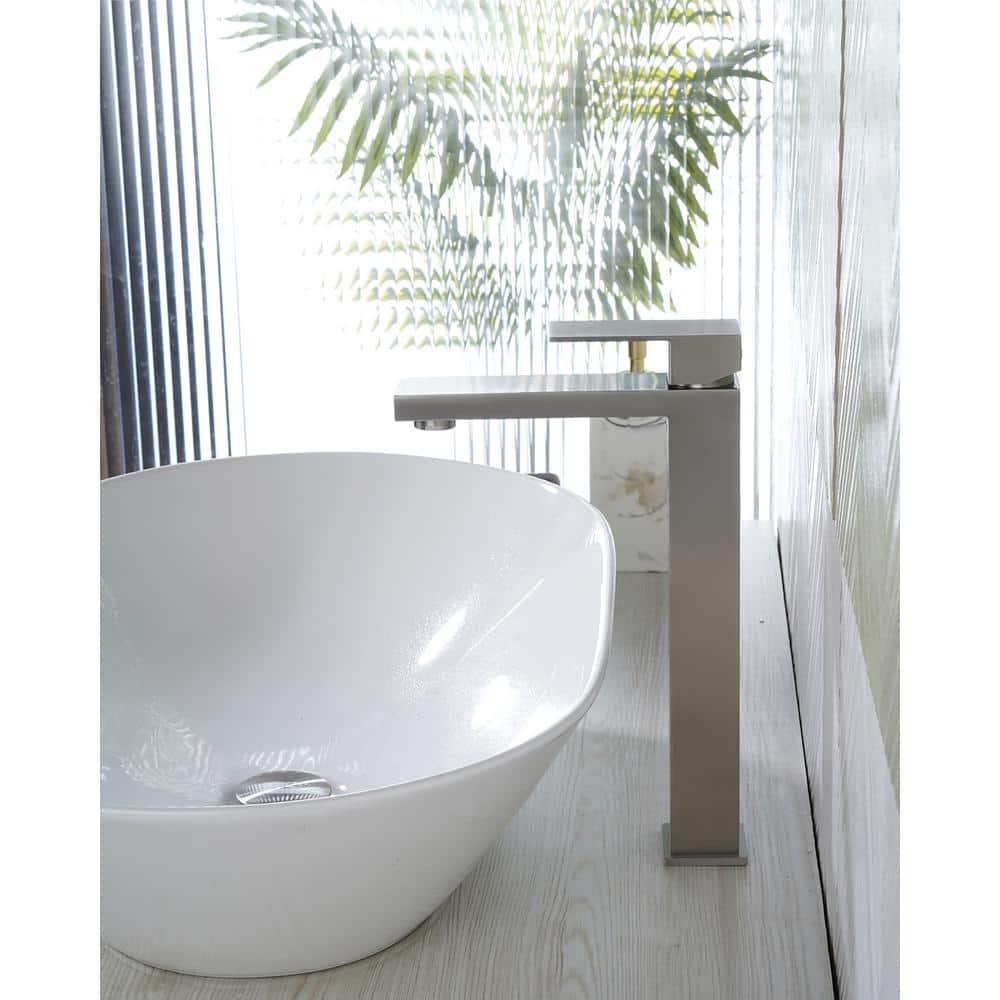 High Arc Single Handle Single Hole Bathroom Faucet With Drain Kit