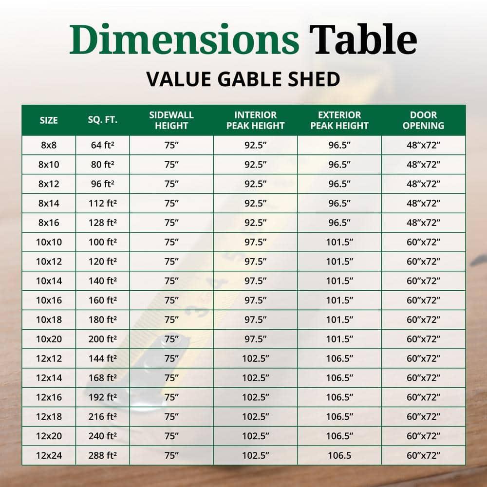 Little Cottage Co. 12x12 Value Gable Shed, Outdoor Wood Storage Do-It-Yourself Precut Kit