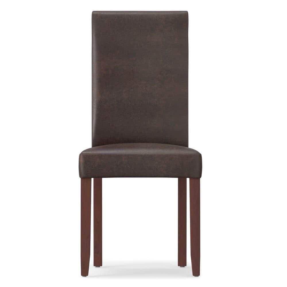 Simpli Home Acadian Andover Upholstered Parson Dining Chair with Tufted Backrest and Solid Wood Frame (Set of 2)