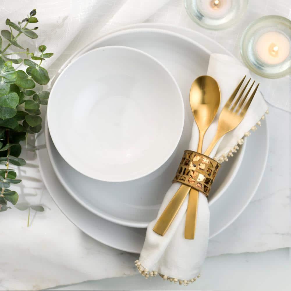 White Porcelain 12-Piece Dinnerware Set for Four