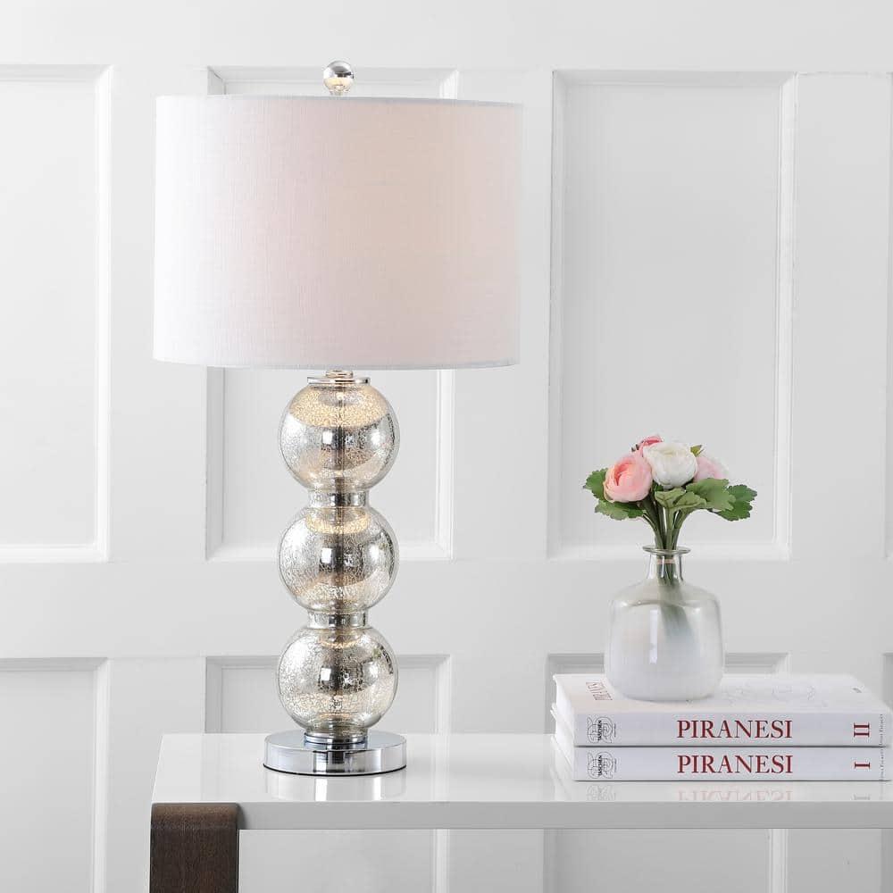 Rosdorf Park Led Table Lamps Set Of 2 - Contemporary Triple Glass Sphere Design, Mercury Silver/Chrome Finish