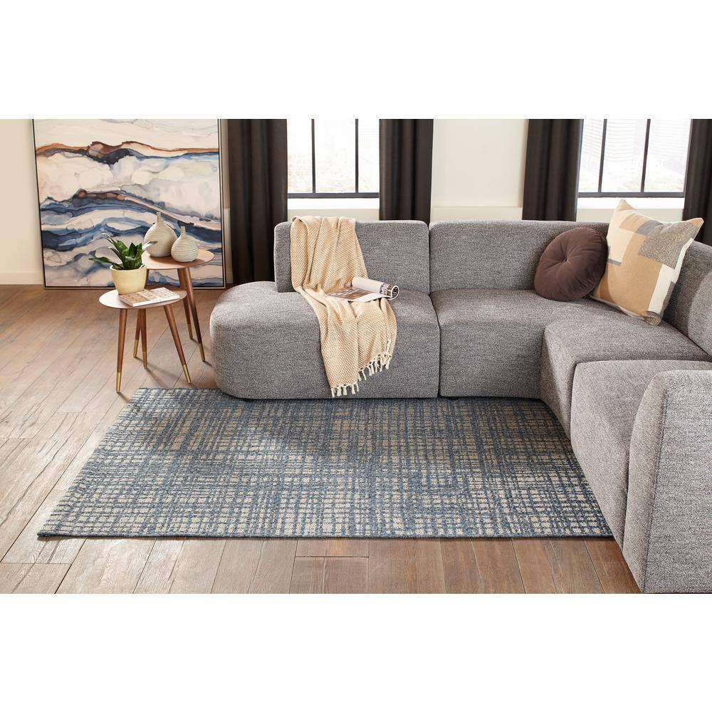 Momeni Como Indoor/Outdoor Gael Blue 2'7" X 7'6" Runner: Geometric Low Pile Area Rug, Contemporary Machine Made Carpet