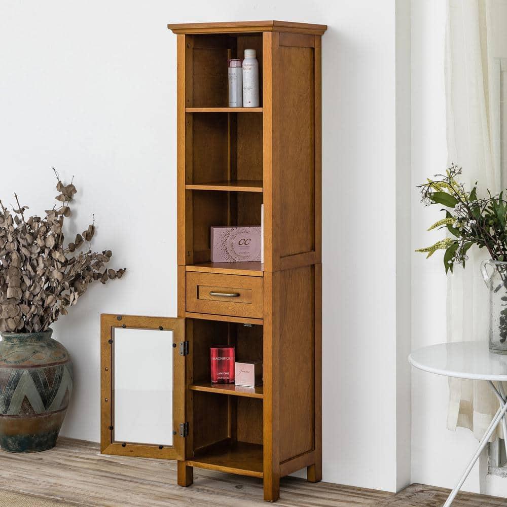 Teamson Home Avery Freestanding Linen Cabinet with Mixed Storage