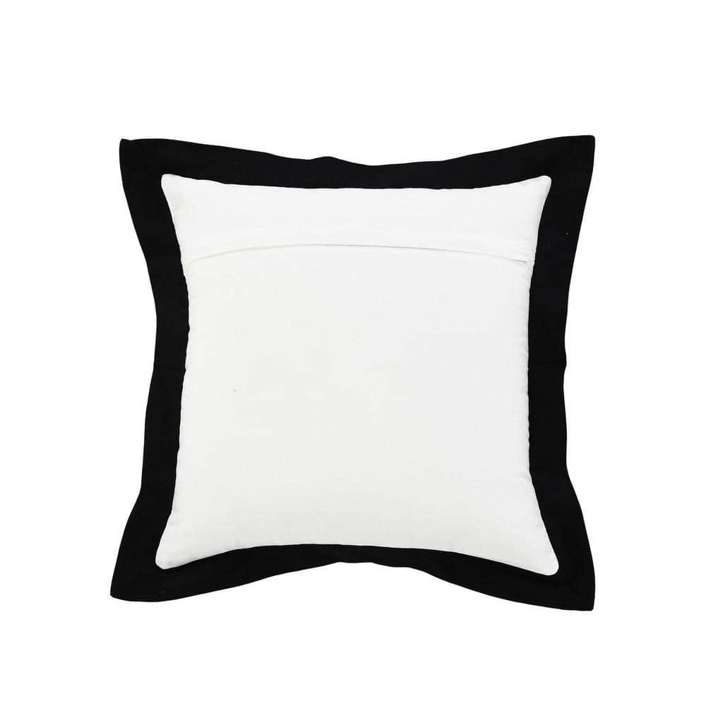 ZeaZu 20" X 20" Black And White 100% Cotton Geometric Zippered Pillow