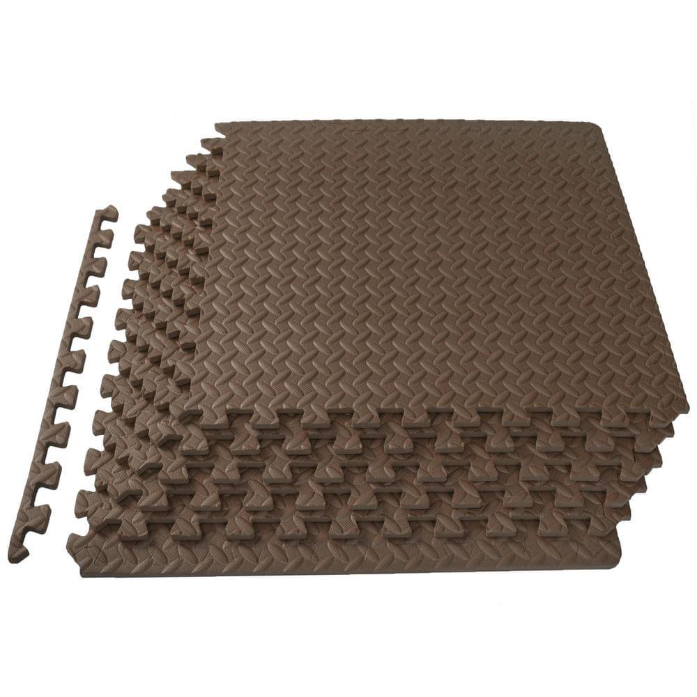 ProsourceFit Exercise Puzzle Mat 1/2-in, Brown, 24 Sq Ft - 6 Tiles