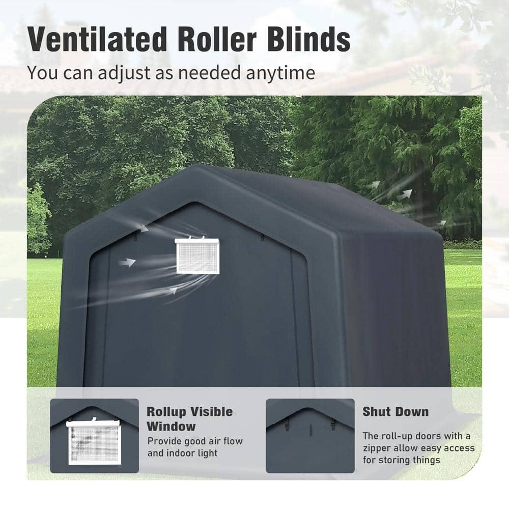 Alpha Joy 8 x 12 x 7.3ft Outdoor Storage Shed Heavy Duty Portable Carport Canopy Shelter, for Bike, Motorcycle, Garden Storage