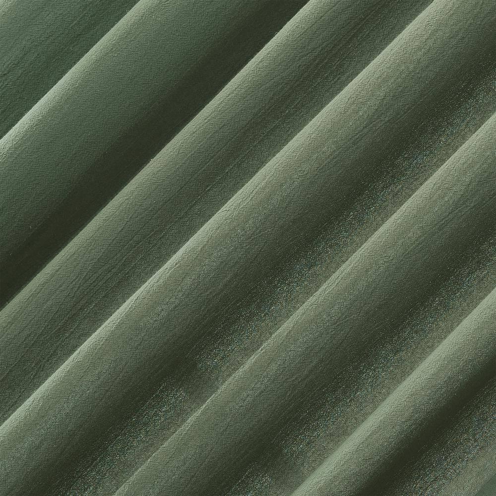 52"x84" Archaeo Light Filtering Washed Cotton Twist Tab Curtain Panel Moss Green: Transitional Window Decor