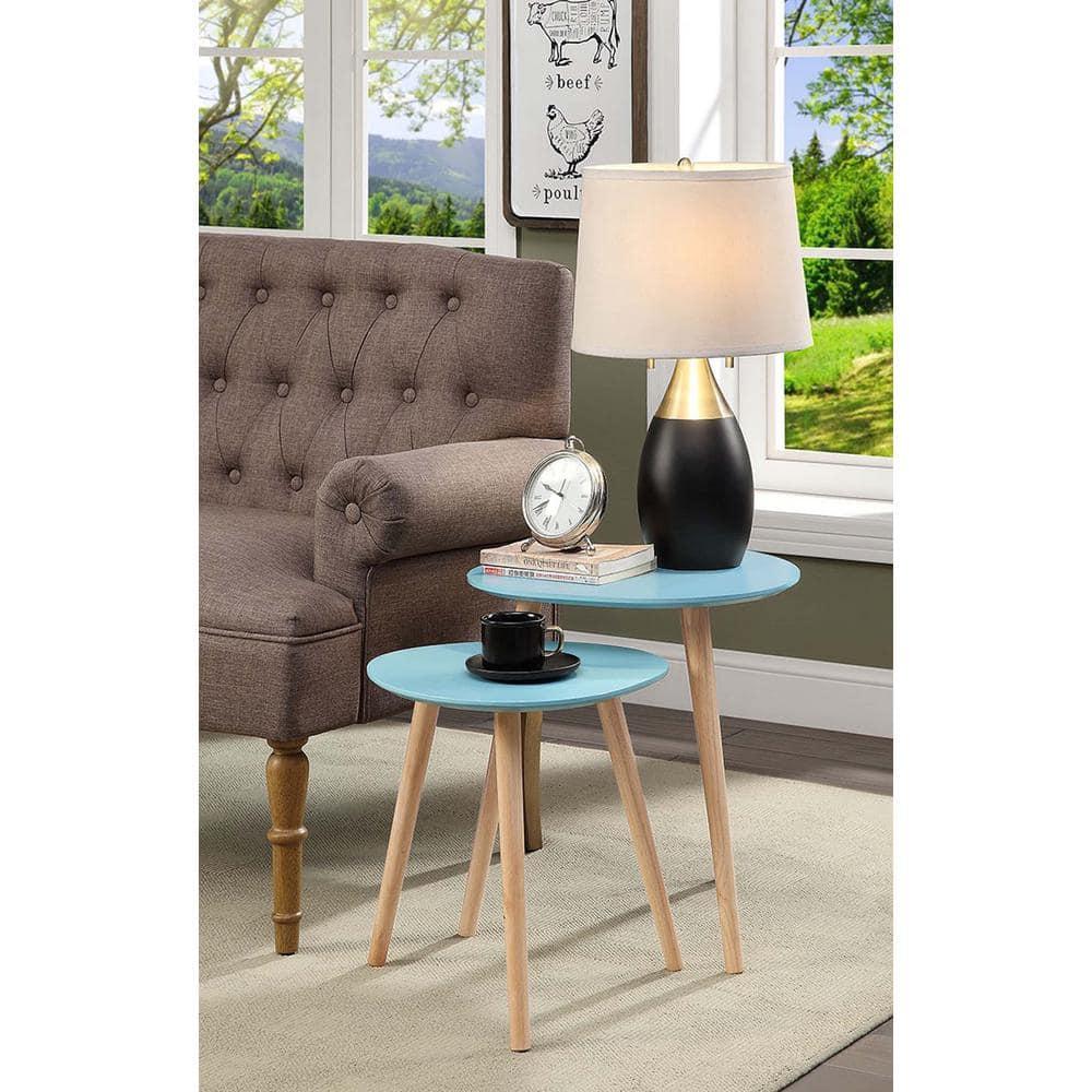 Convenience Concepts No Tools Oslo Nesting End Tables, Sea Foam/Light Oak