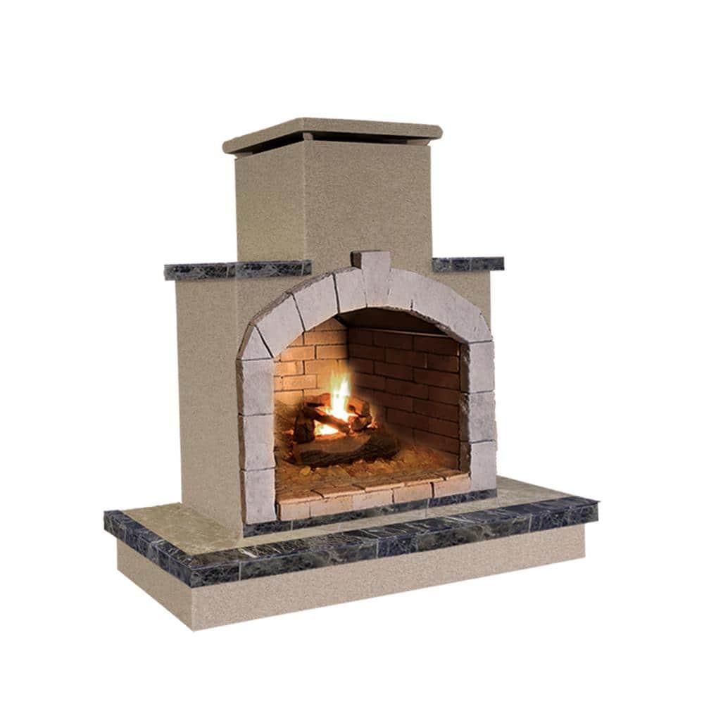 Cal Flame Square Stucco Propane Smokeless Outdoor Fireplace