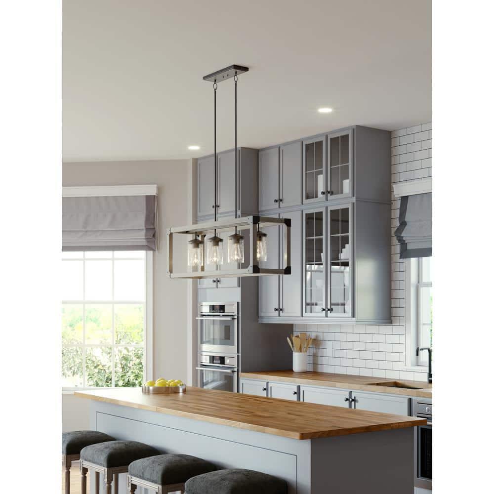 Dunning Driftwood Gray Steel 4-Light Island Chandelier