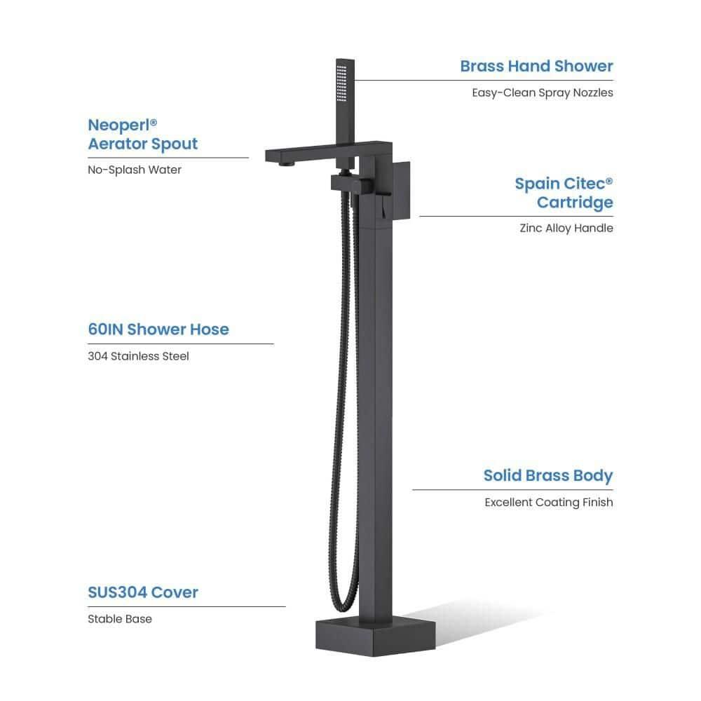 Cube Floor Tub Spout with Diverter
