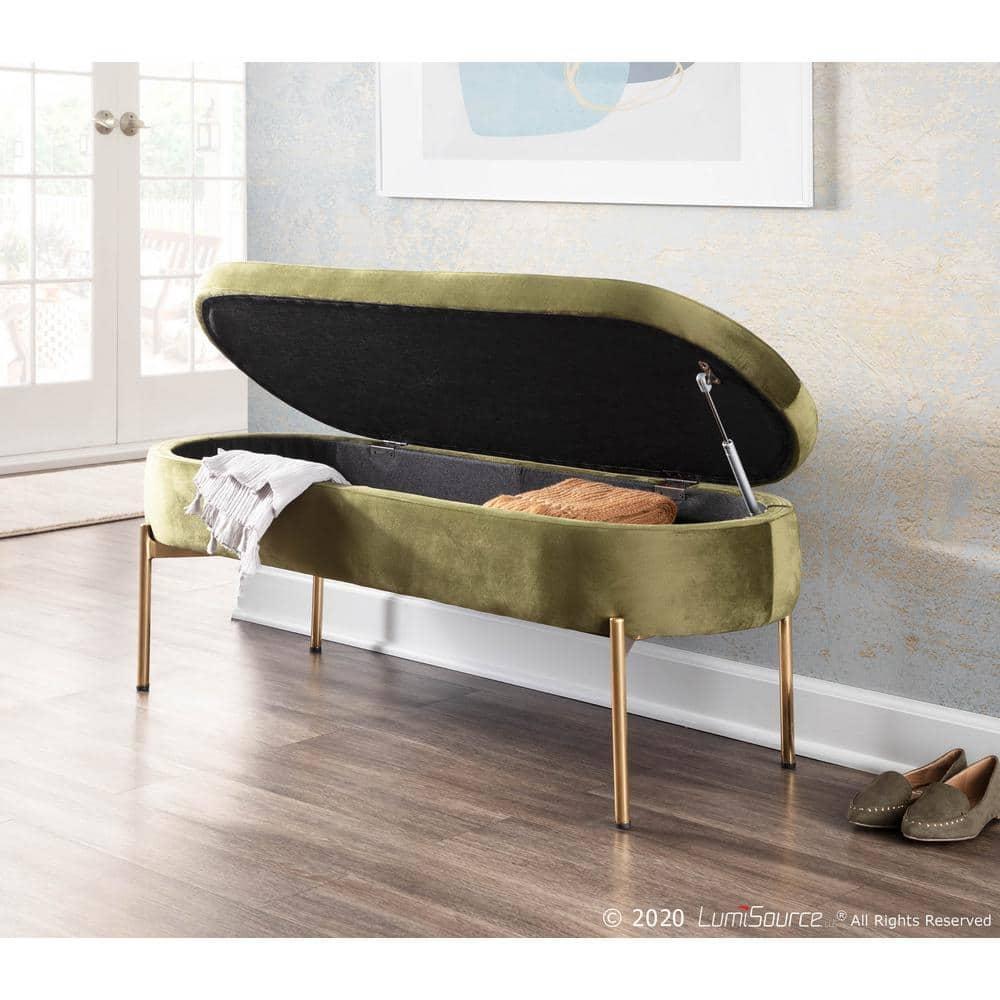 Velvet Upholstered Storage Bench