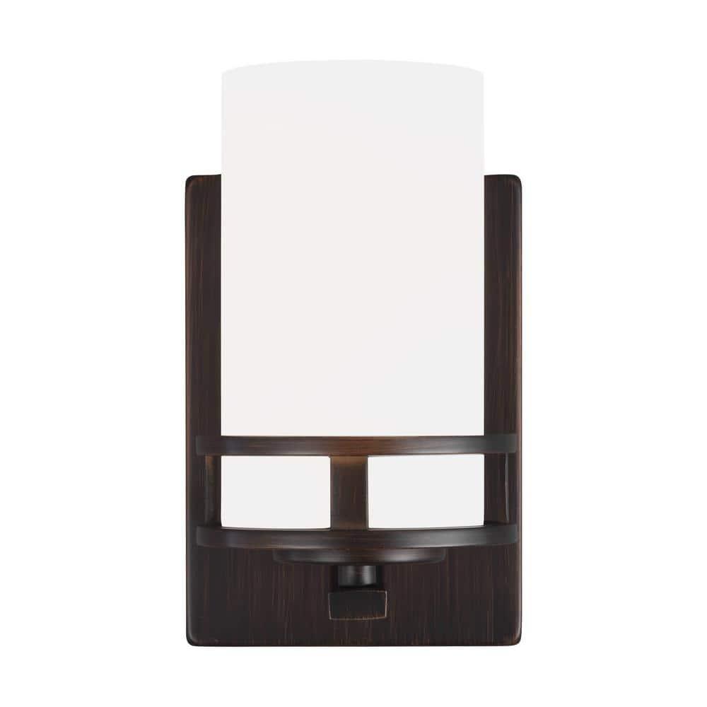 Generation Lighting 1-Light Robie Bath Fixture Wall Lamp Bronze 4121601-710, Bathroom Light Fixture for Home Decor, Vanity Light Fixture Uses A19 Standard or LED Light Bulbs