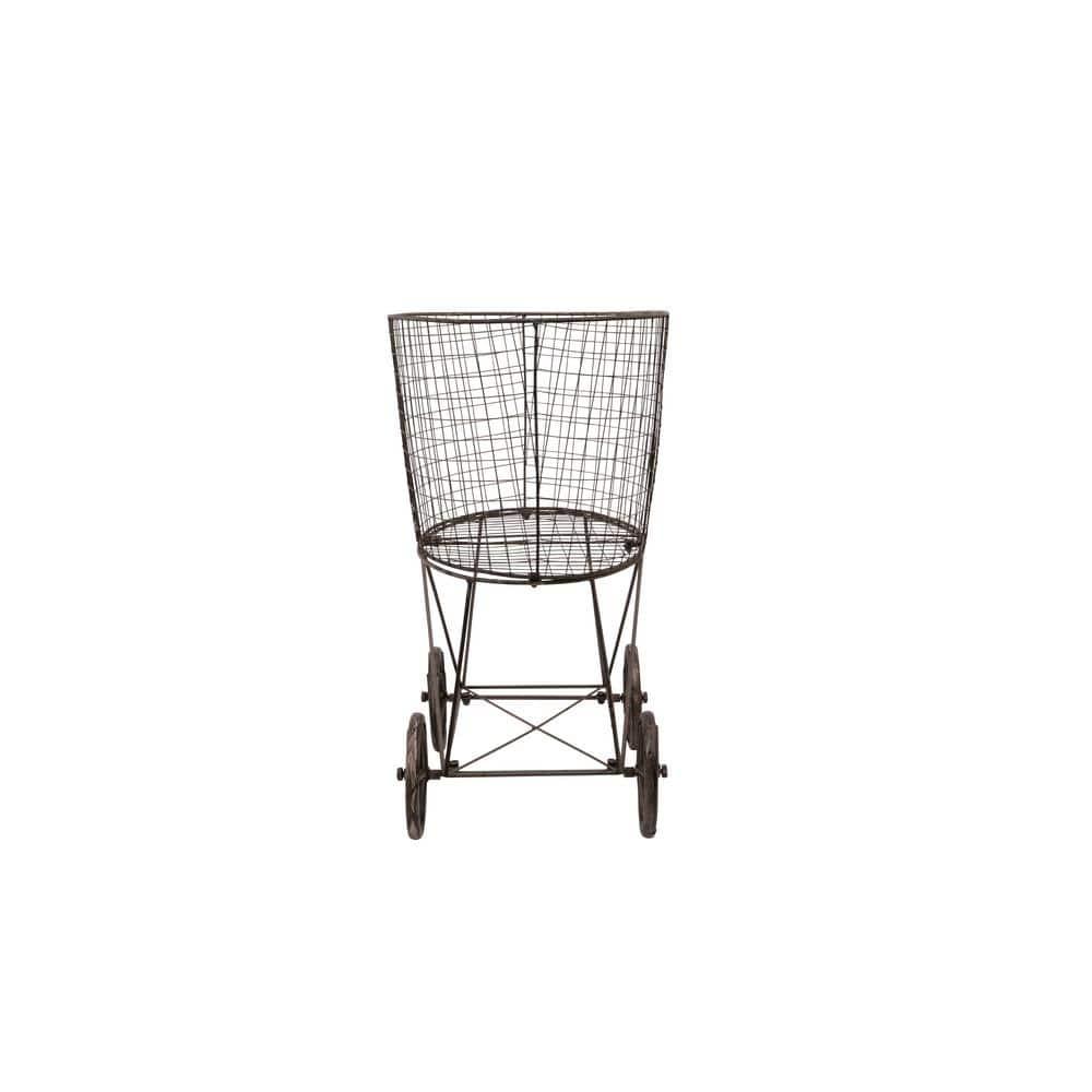 Metal Vintage Laundry Basket with Wheels - Storied Home: Garment Storage, Multipurpose Basket