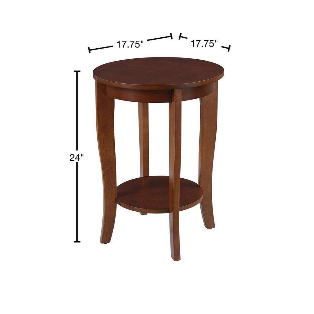 Elegant Mahogany Round End Table with Lower Shelf, 18"
