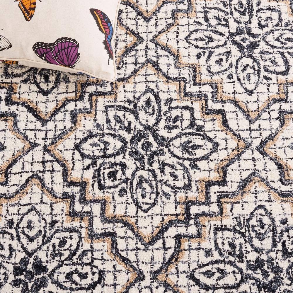 SAFAVIEH Abstract Drew Abstract Wool Area Rug, Ivory/Navy, 8' x 10'