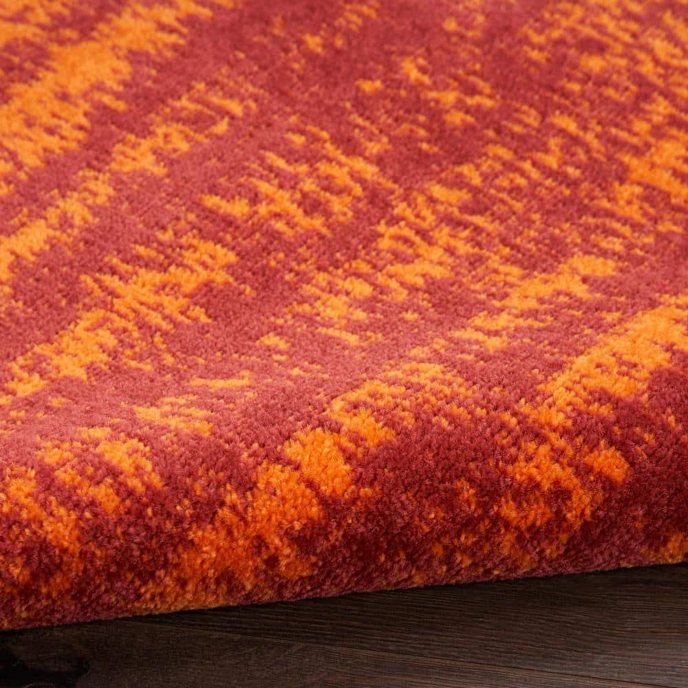 Nourison Essentials Abstract Low Pile Indoor Outdoor Area Rug 6' x 9' Red