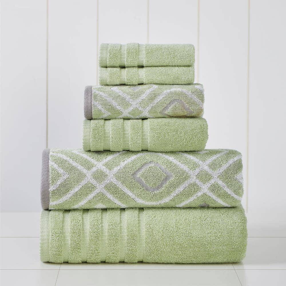 Modern Threads Oxford 6-pc Yarn Dyed Jacquard/Solid Towel Set, Green