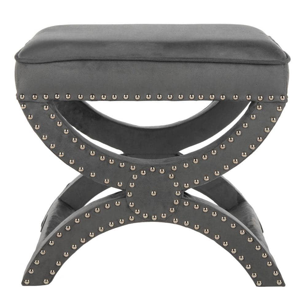 Mystic Ottoman with Silver Nail Heads - Grey - Safavieh
