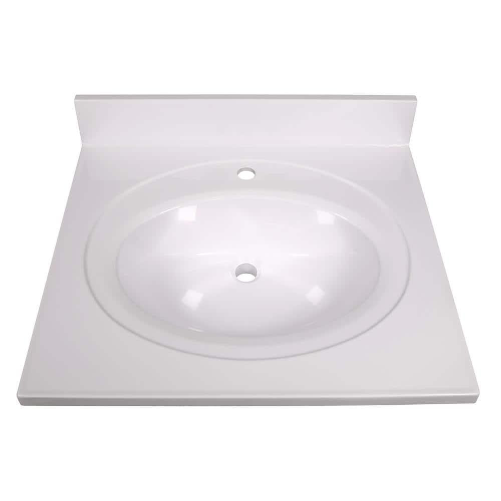 Design House Brookings 25 Inch Bathroom Vanity with Cultured Marble Top, Assembled, Sherwin Williams® Gray – Design House, 215541