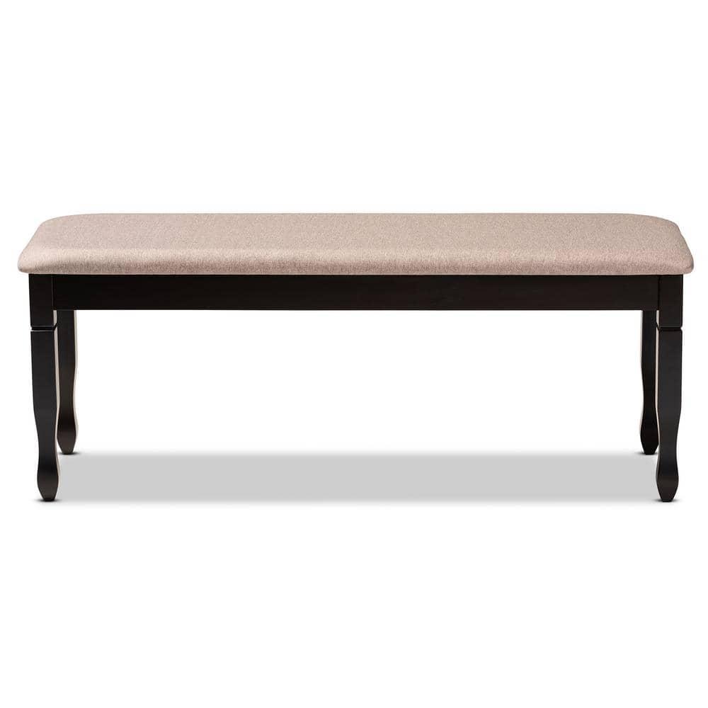 Corey Fabric Upholstered and Wood Dining Bench Dark Brown - Baxton Studio