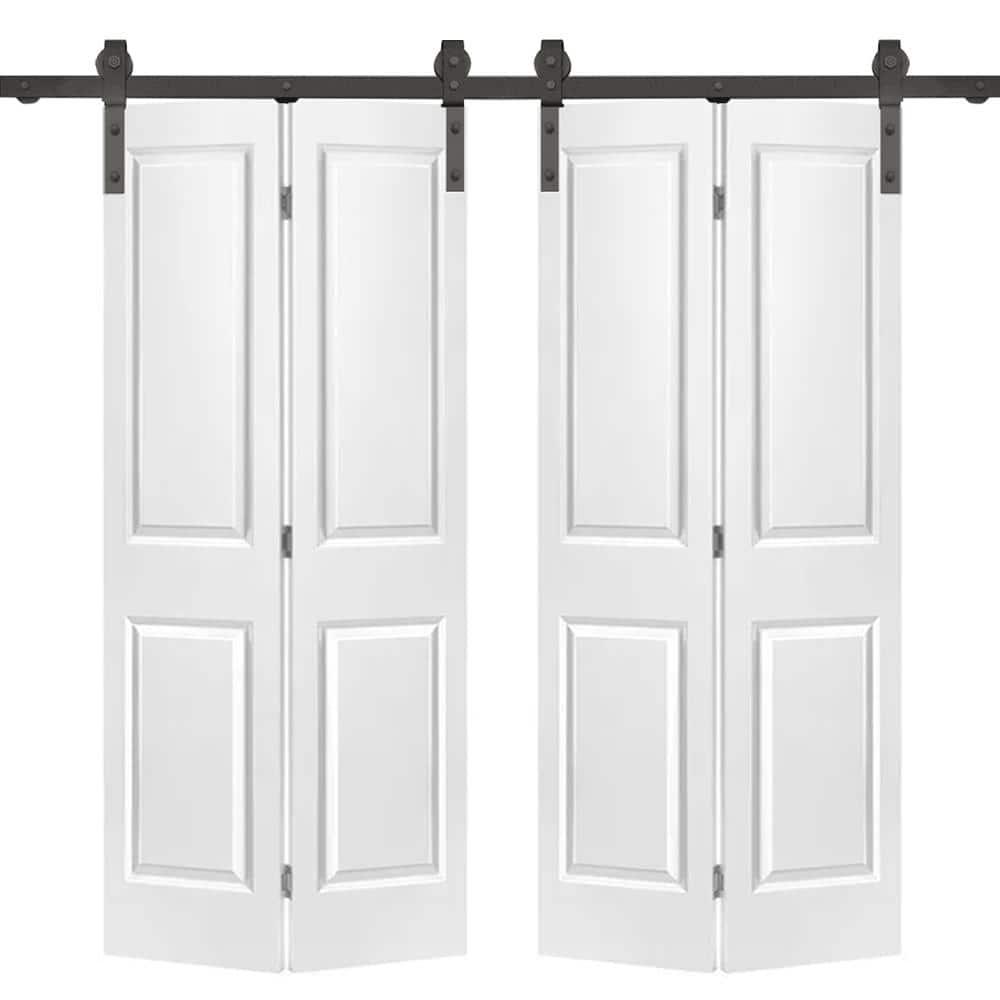 CALHOME 60-in x 80-in Primed Primed Mirror/Panel MDF Hollow core Double bifold Barn Door (Hardware Included)