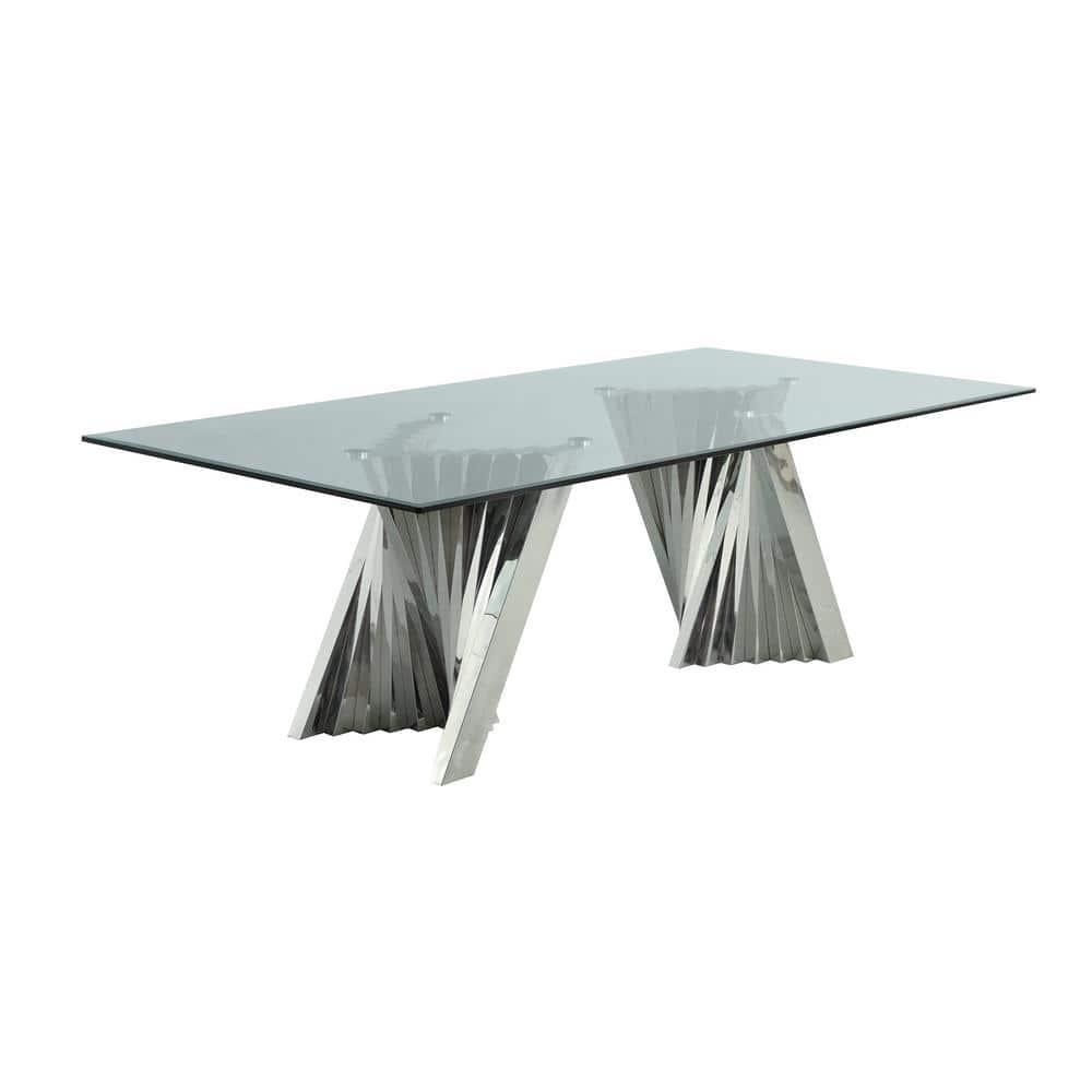 Glass Top Double Pedestal Dining Set