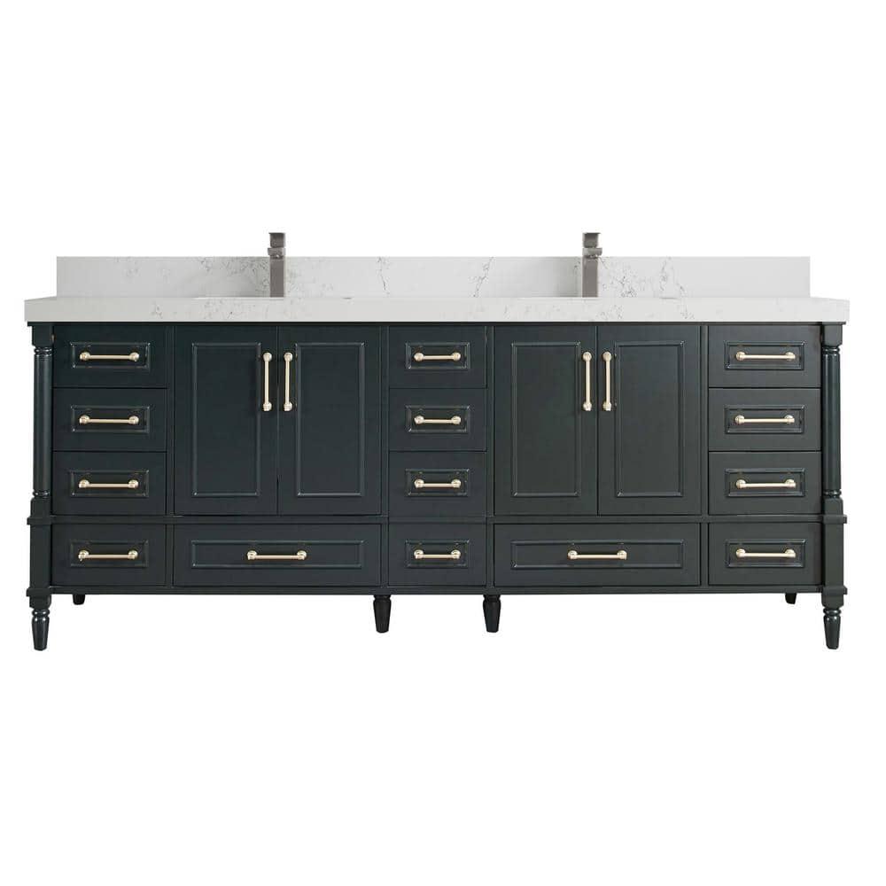 Willow Collections Aberdeen 84'' Double Bathroom Vanity with Quartz Top