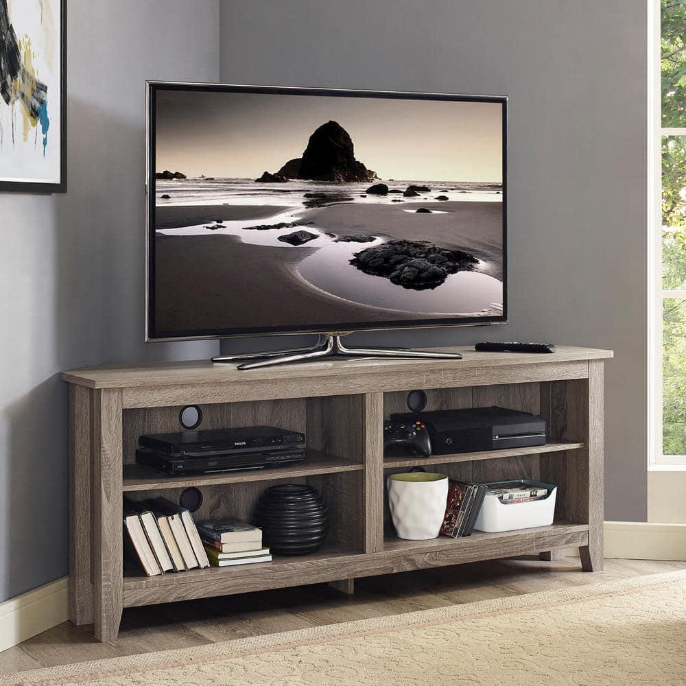 Woven Paths Transitional Corner TV Stand for TVs up to 65", Driftwood