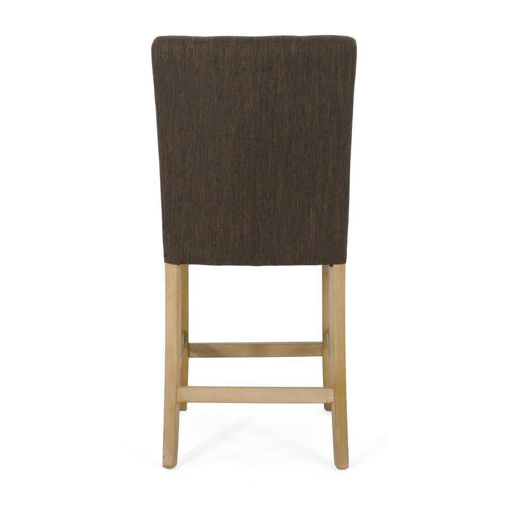 Noble House Darke Fabric Button Tufted Counter Stools, Set of 2, Brown and Weathered Brown