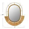 Storied Home Oval Modern Boho Metal and Cane Framed Wall Mirror Natural: Iron & Cane Material, No Assembly Required