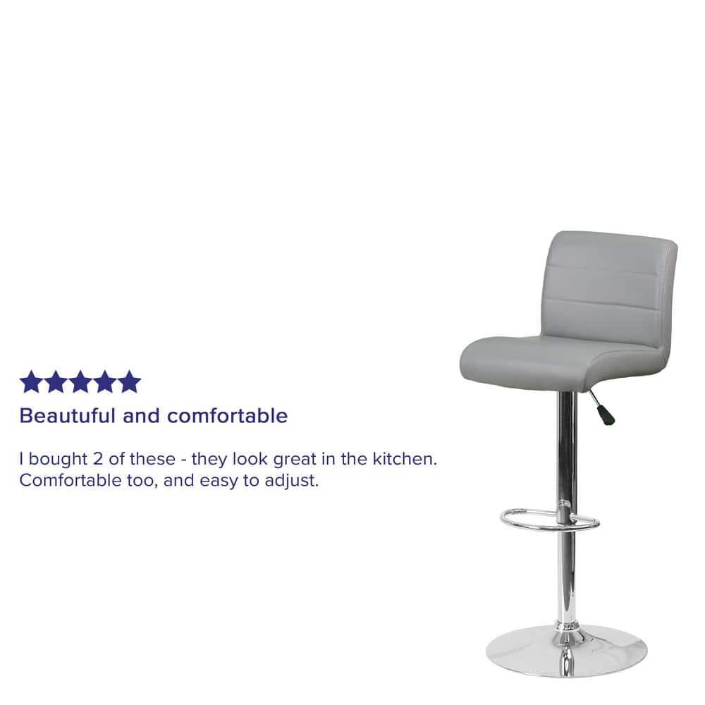 Flash Furniture Contemporary Vinyl Adjustable Height Barstool with Rolled Seat and Chrome Base