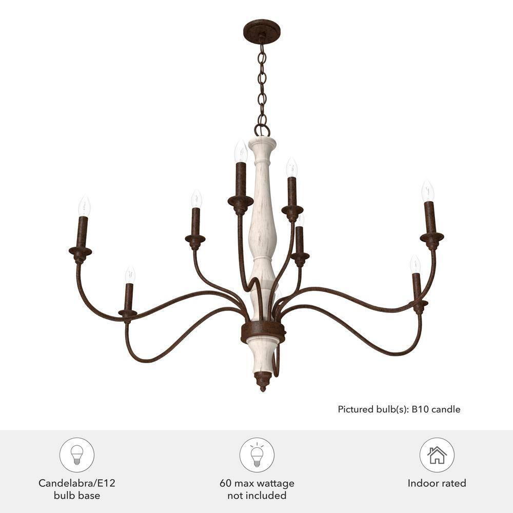 Hunter Fan Teren 9 - Light Candle Style Tiered Chandelier