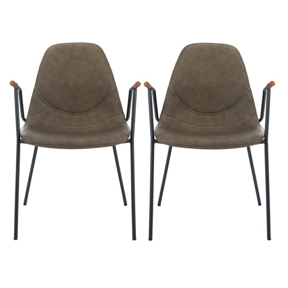 Tanner Mid-Century Dining Chair (Set of 2) - DCH3001 - Olive/Black - Safavieh