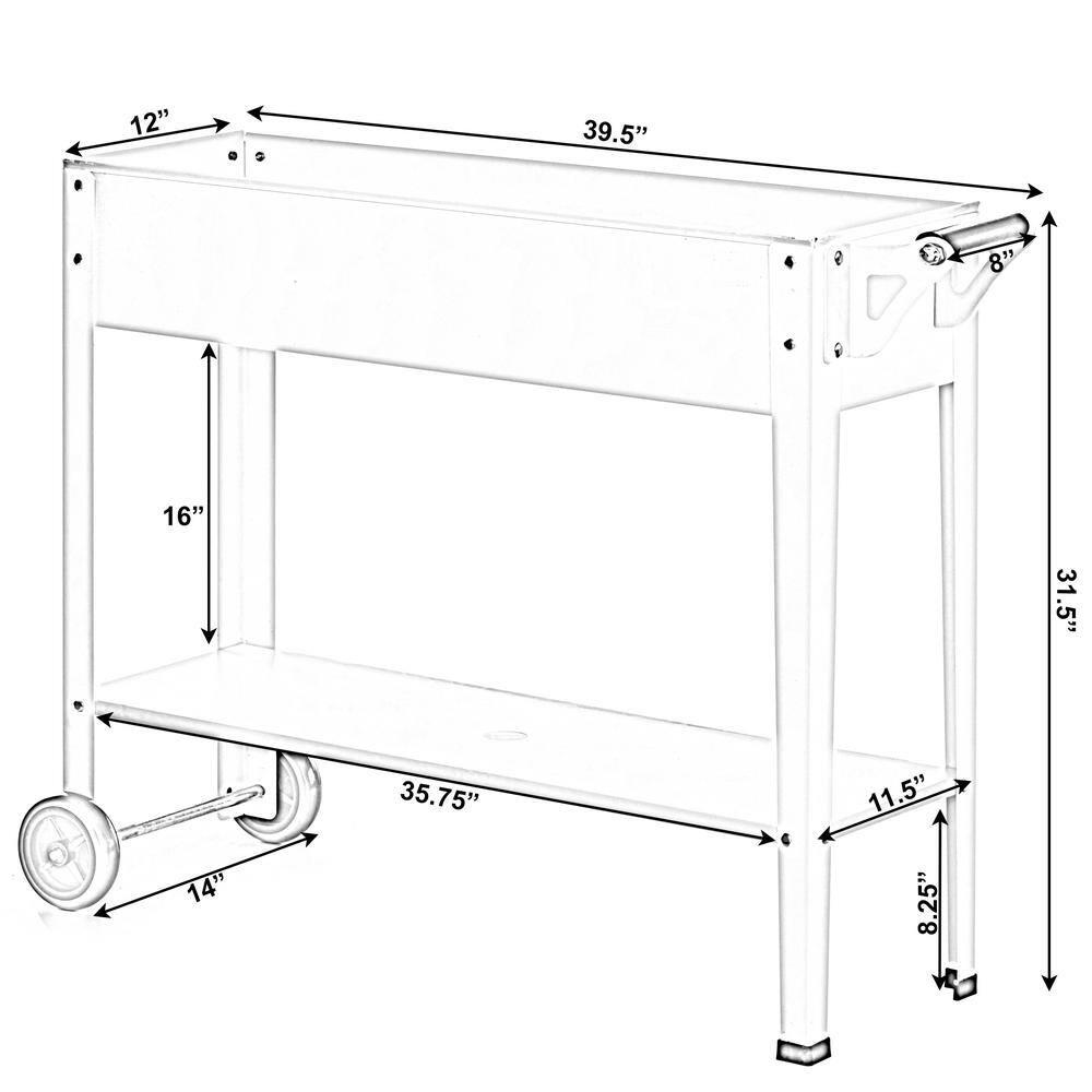 Gardenised Mobile Planter Raised Garden Bed Rectangular Flower Cart with Shelf