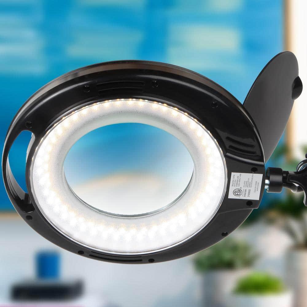 Brightech Lightview Pro 33 in. Adjustable Swing Arm Integrated 2.25X Magnifying Dimmable LED Desk Clamp Lamp