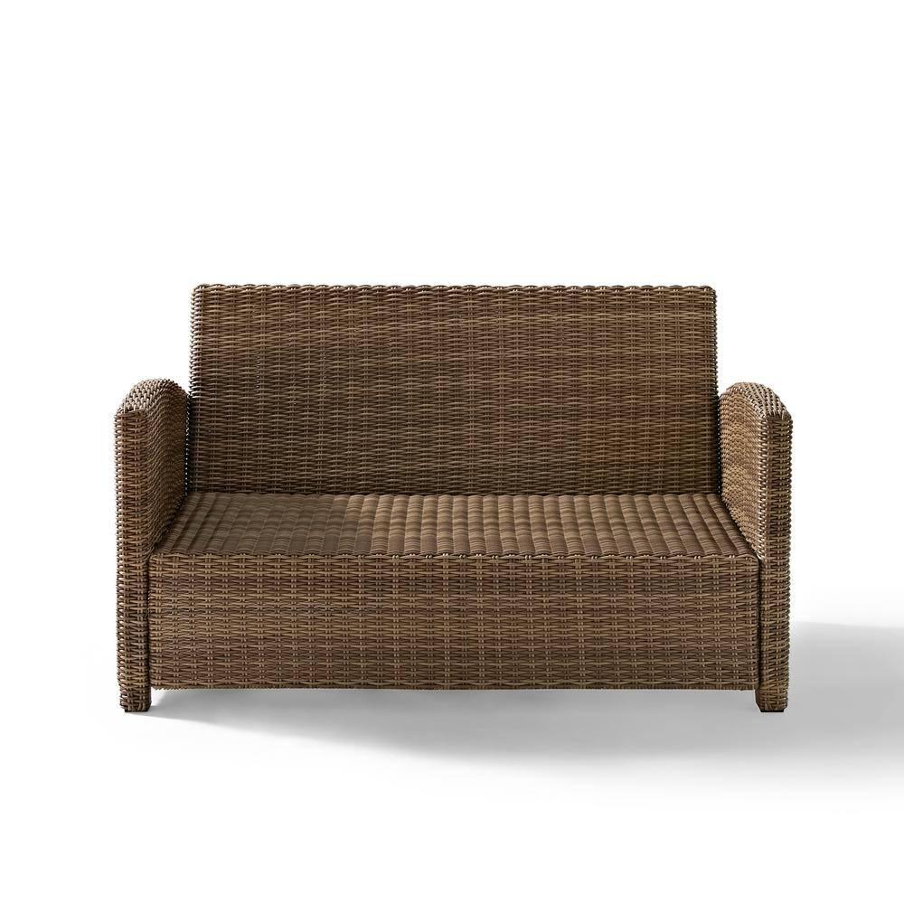 Crosley Bradenton Outdoor Wicker Loveseat with Sand Cushions: Steel Frame, UV-Resistant