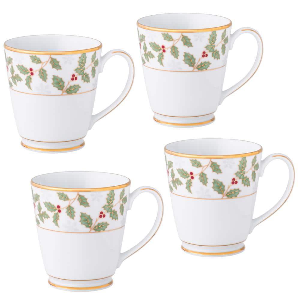 Noritake Noritake Holly and Berry Gold Coffee Mugs, 12 oz. (Set of 4)