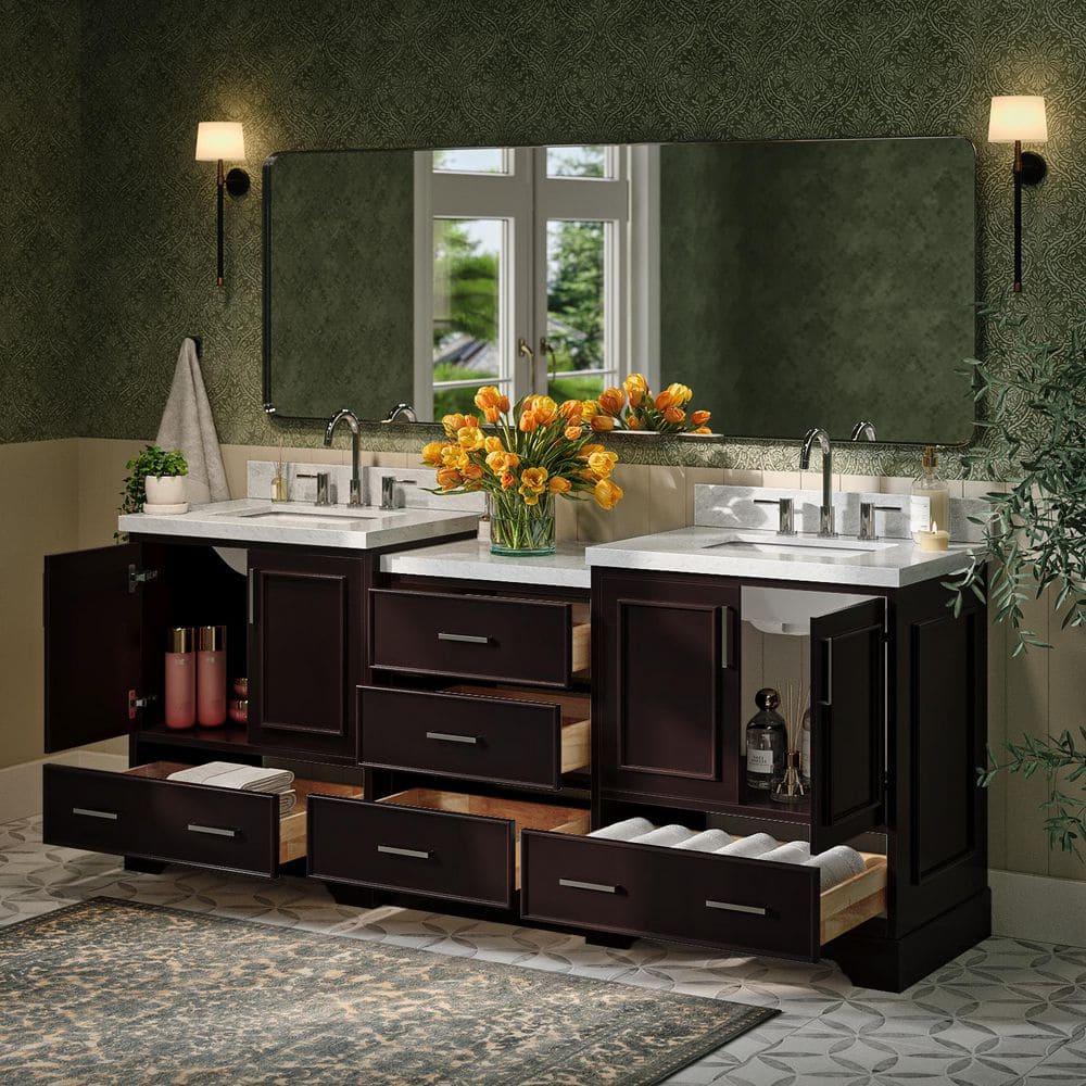 Ariel Stafford 85 in Double Sink Vanity Set in Espresso