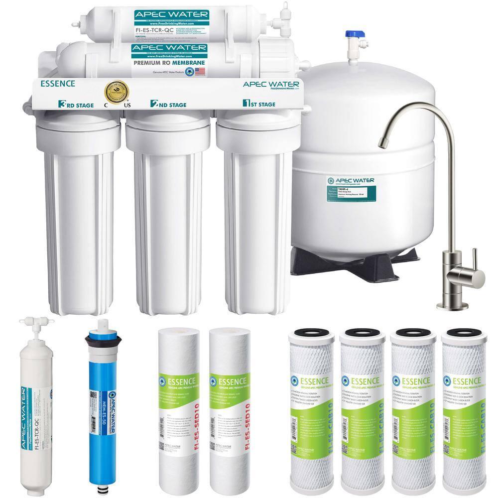 APEC Water Systems ROES-50 Essence Series Top Tier 5-Stage WQA Certified Ultra Safe Reverse Osmosis Drinking Water Filter System with Extra High Capacity Pre-Filter Set Stage 1-3 RO Value Bundle