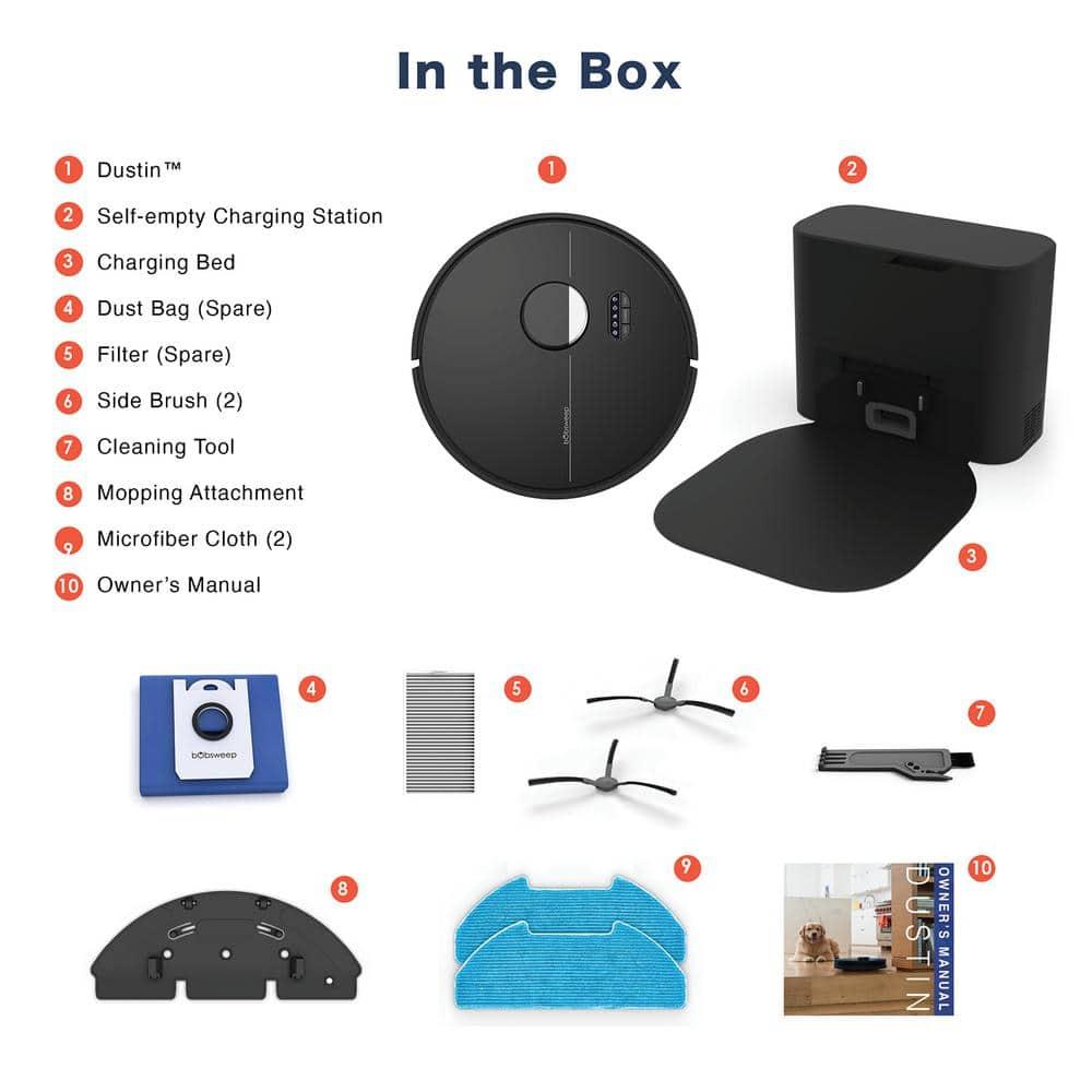 Self Empty Dustin Wi-Fi Connected Self-Emptying Robot Vacuum and Mop
