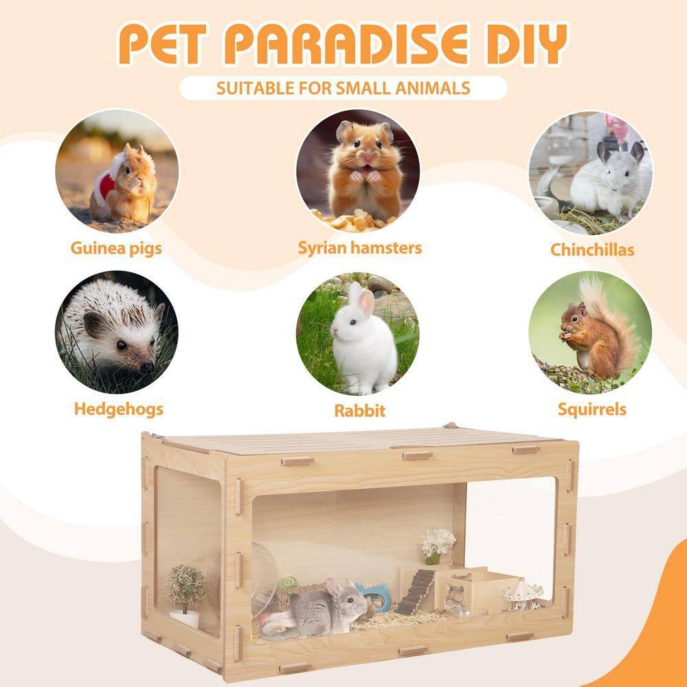 COZIWOW Large Wooden Hamster Cage,Habitat Shelter W/Acrylic Board,Flip Top