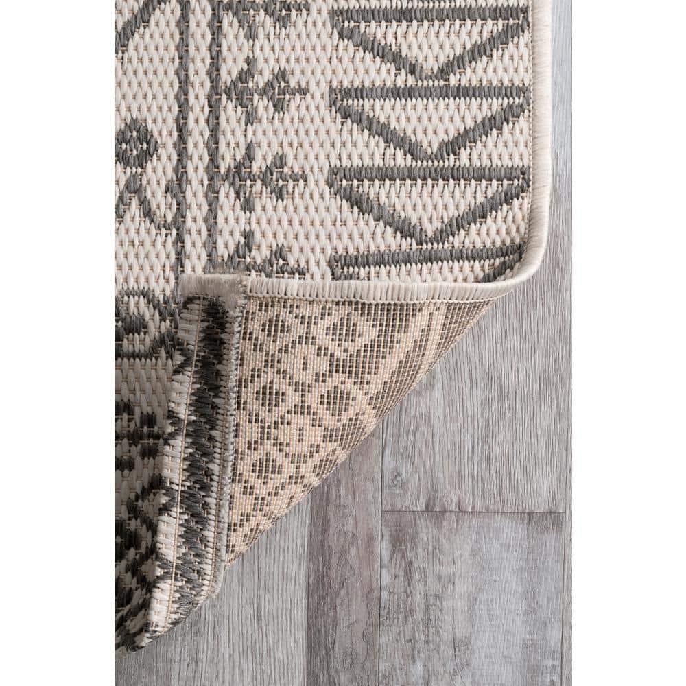 Nuloom Kandace Geometric 9x13 Indoor/Outdoor Area Rug for Living Room Patio Deck Front Porch Kitchen, Ivory/Grey