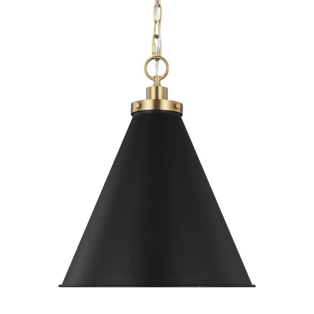 Midnight Black and Brass Cone Pendant Light