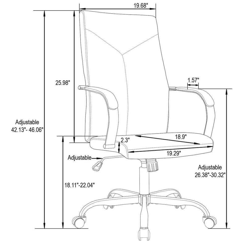 LeisureMod Sonora High-Back Leather Office Chair with Adjustable Height, Swivel, and Tilt, Ergonomic Design for Desk, Conference Room, or Home Office
