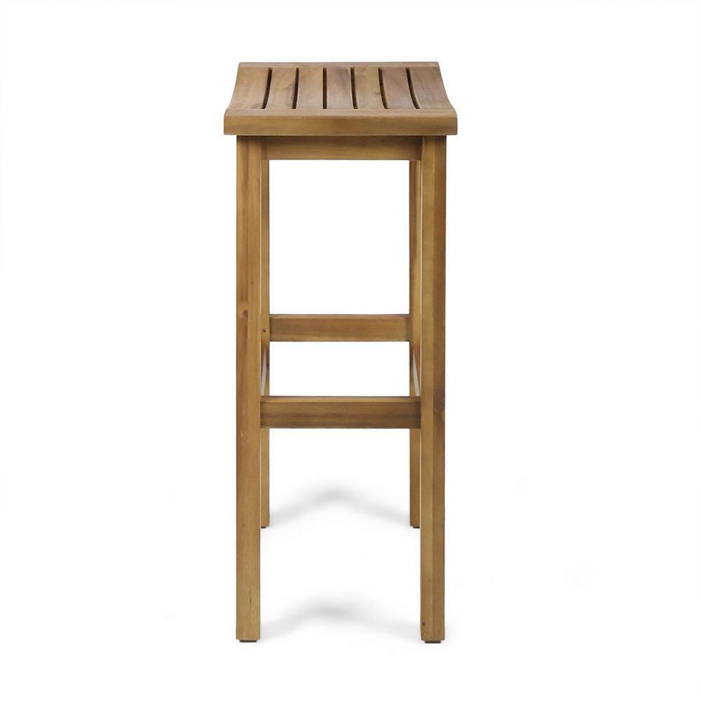 Noble House Caribbean Outdoor 30" Natural Acacia Wood Barstools (Set of 2)