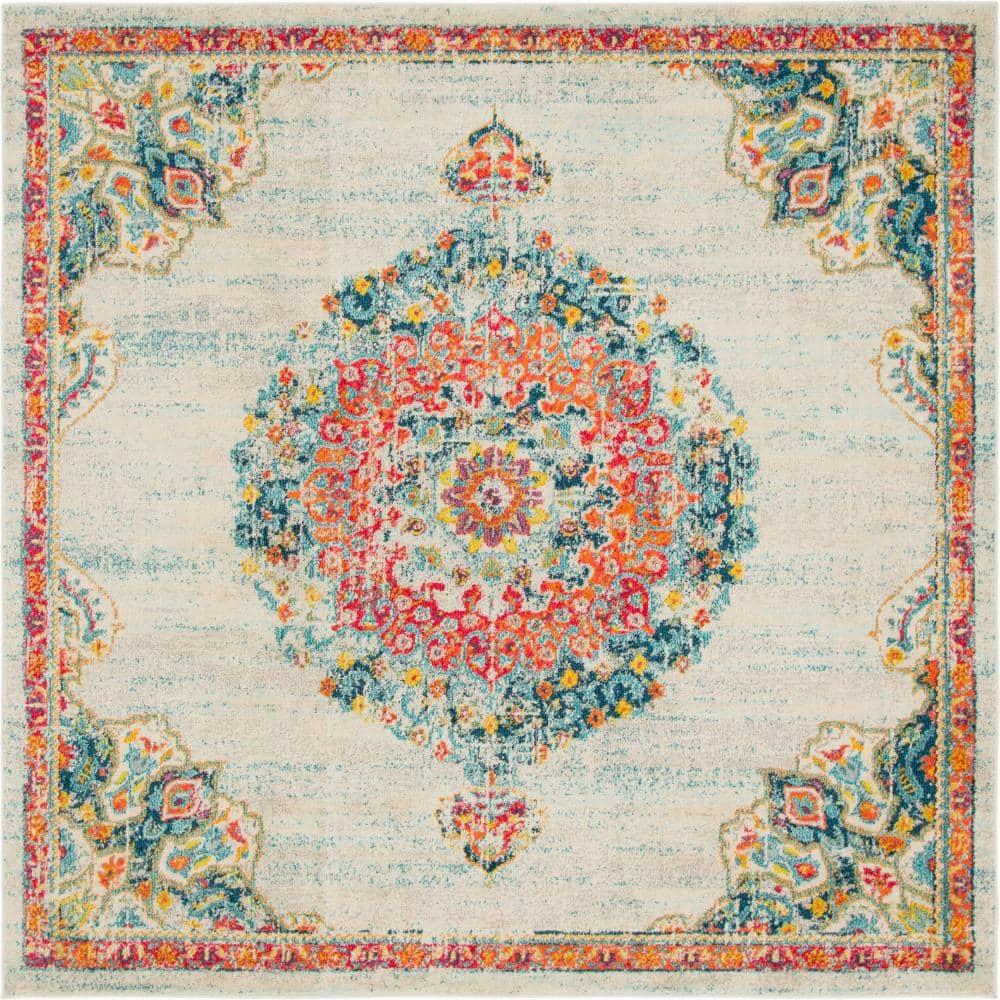 Unique Loom Penrose Collection Area Rug - Alexis (8' Square Ivory/Blue)