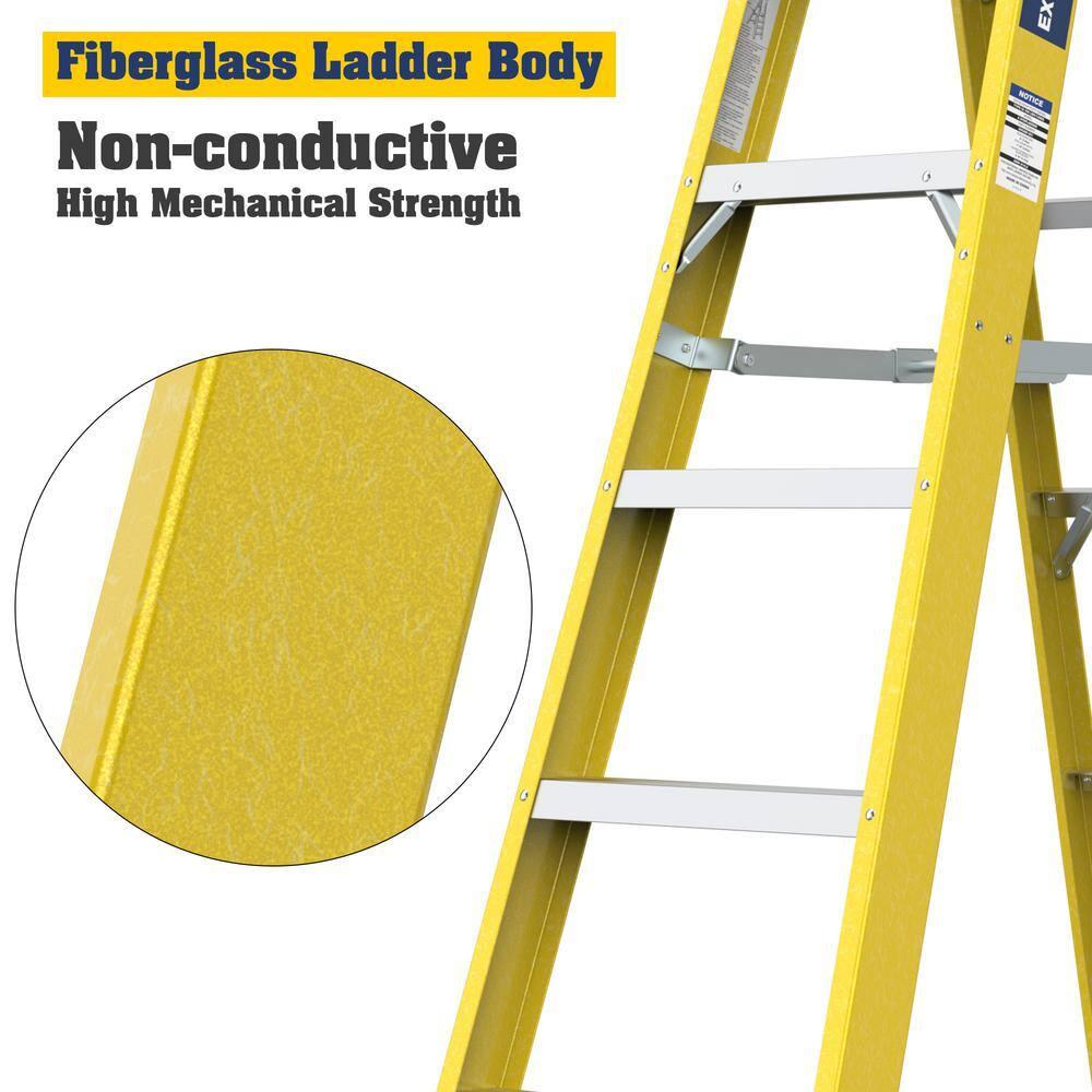 6 ft Yellow Fiberglass Step Ladder with 6 Steps